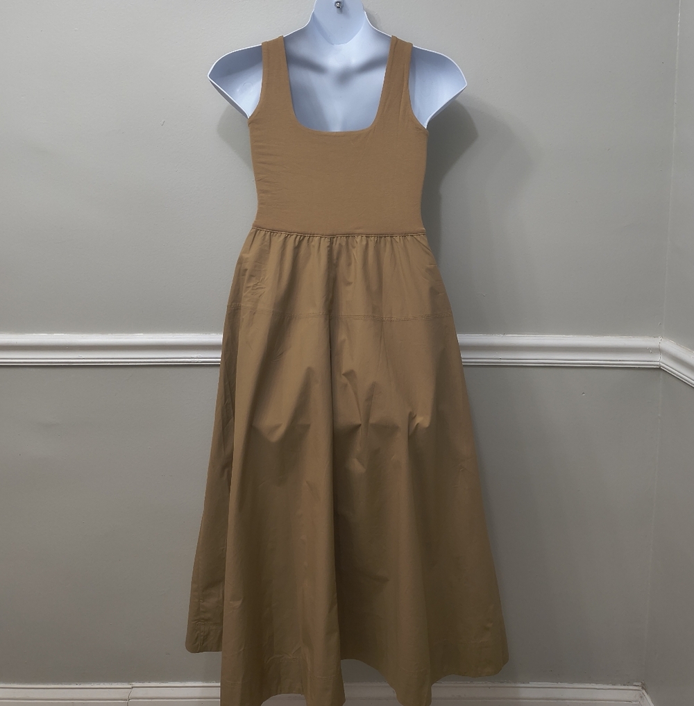 Everlane Supima Jersey Riviera Dress "Tiger Eye"Tan/Brown M Neutral Minimalist - Picture 7 of 13